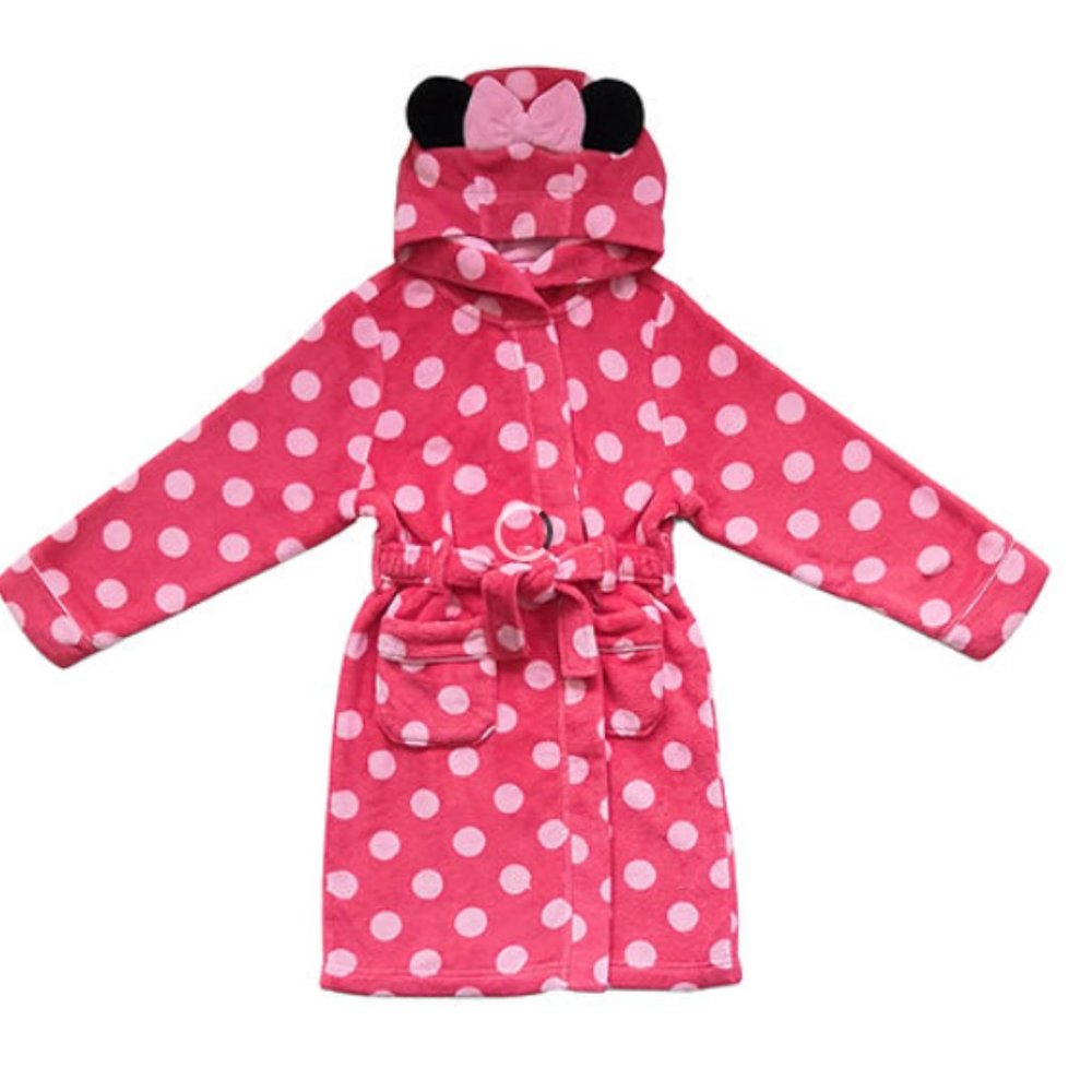 Disney Collection Girls Minnie Mouse Long Sleeve Mid Length Robe